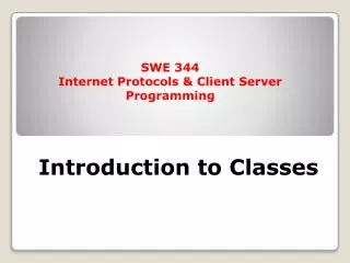 Introduction to Classes
