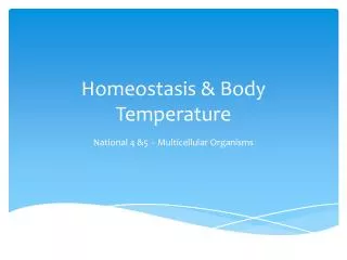 Homeostasis &amp; Body Temperature