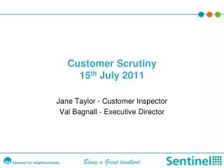 Customer Scrutiny 15 th July 2011