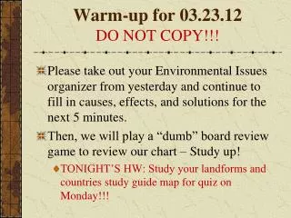 Warm-up for 03.23.12 DO NOT COPY!!!