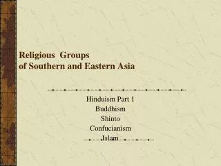 Religious Groups of Southern and Eastern Asia