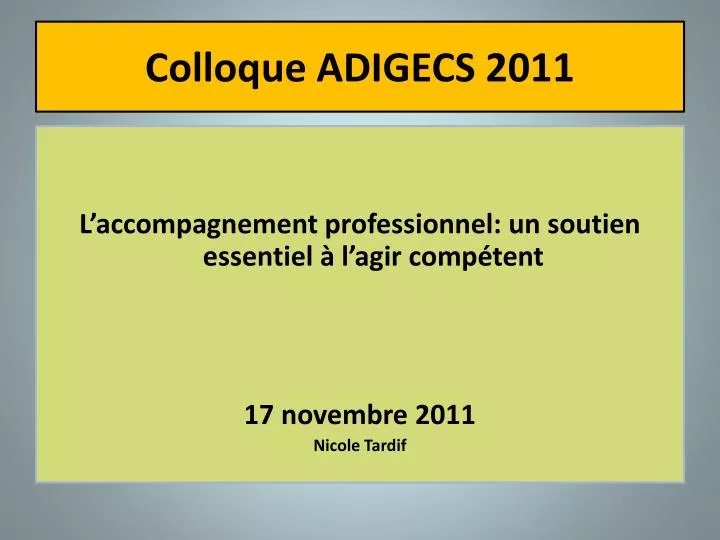 colloque adigecs 2011