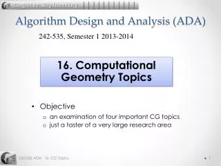 Algorithm Design and Analysis (ADA)