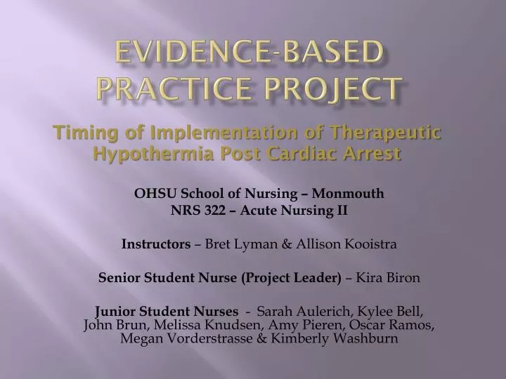evidence based practice project