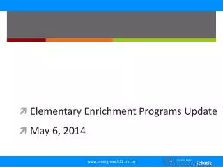 Elementary Enrichment Programs Update May 6 , 2014