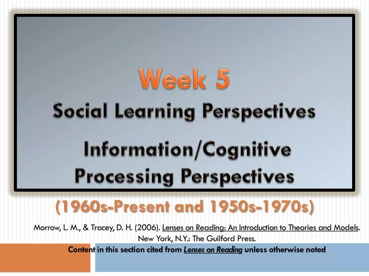 week 5 social learning perspectives information cognitive processing perspectives