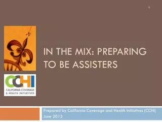 In the Mix: Preparing to be Assisters