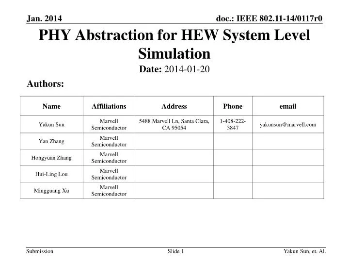 phy abstraction for hew system level simulation