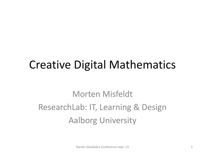 creative digital mathematics