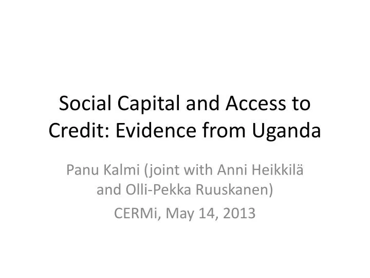 social capital and access to credit evidence from uganda