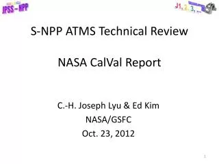 S-NPP ATMS Technical Review NASA CalVal Report