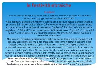 le festivit ebraiche