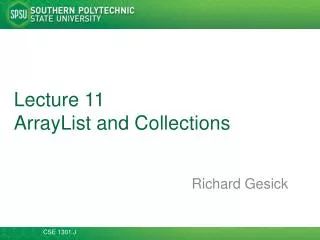 Lecture 11 ArrayList and Collections