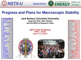 Progress and Plans for Macroscopic Stability