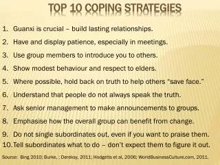 Top 10 coping strategies