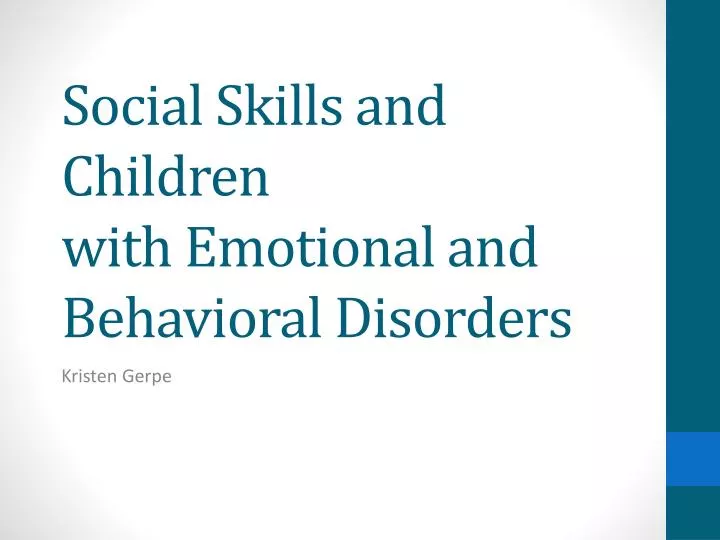 social skills and children with emotional and behavioral disorders