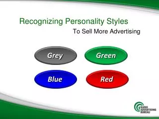Recognizing Personality Styles		 To Sell More Advertising