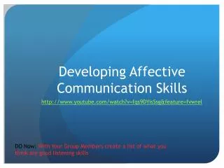 Developing Affective Communication Skills
