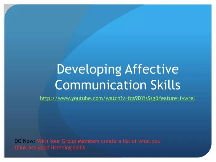 developing affective communication skills