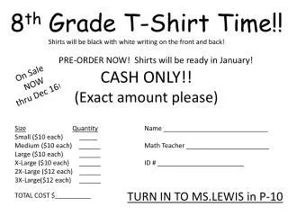 8 th Grade T-Shirt Time!!