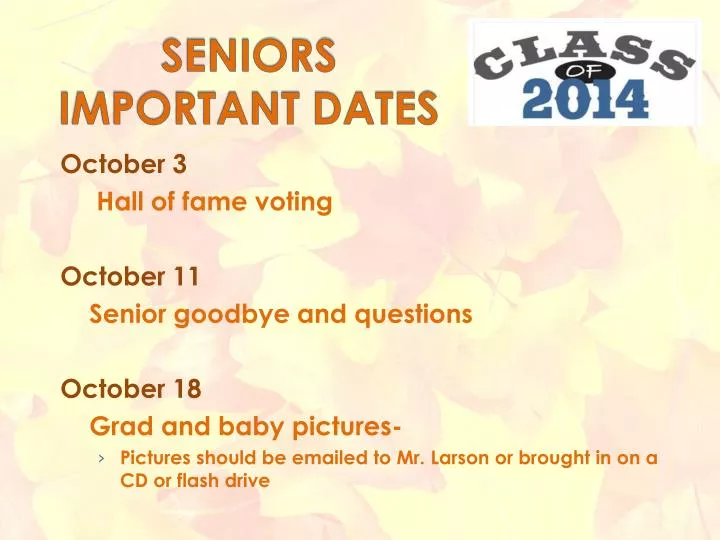 seniors important dates