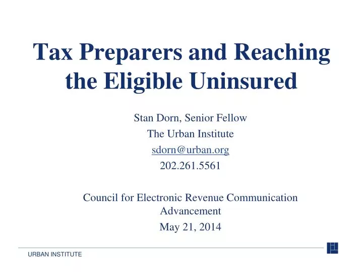 tax preparers and reaching the eligible uninsured