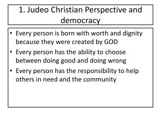 1. Judeo Christian Perspective and democracy
