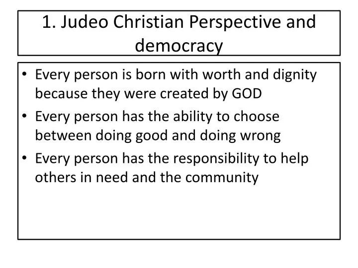 1 judeo christian perspective and democracy