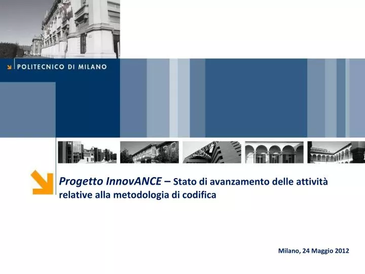 progetto innovance stato di avanzamento delle attivit relative alla metodologia di codifica