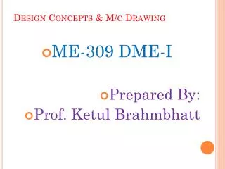 Design Concepts &amp; M/c Drawing