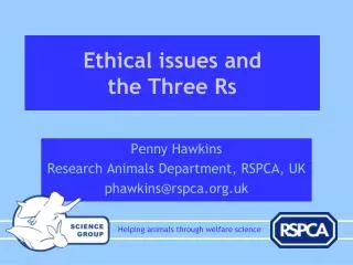 Ethical issues and the Three Rs