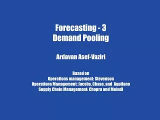 Chapter 7 Demand Forecasting in a Supply Chain