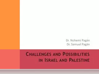 Challenges and Possibilities in Israel and Palestine