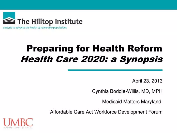 preparing for health reform health care 2020 a synopsis