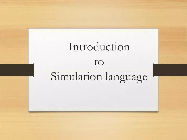 introduction to simulation language
