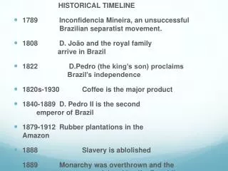 HISTORICAL TIMELINE