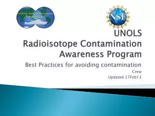 UNOLS Radioisotope Contamination Awareness Program