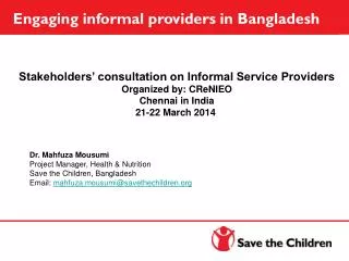 Engaging informal providers in Bangladesh