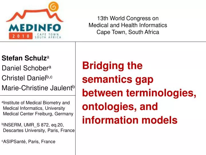 bridging the semantics gap between terminologies ontologies and information models