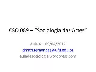 cso 089 sociologia das artes