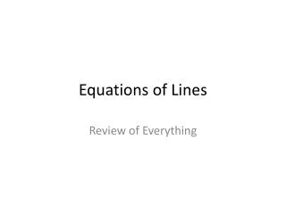 Equations of Lines