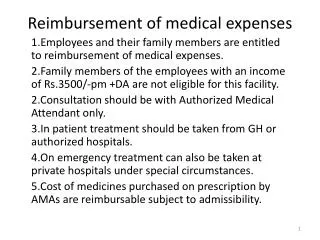 Reimbursement of medical expenses