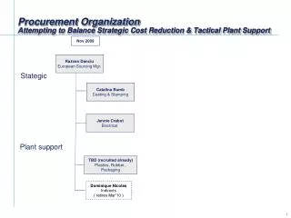 procurement organization attempting to balance strategic cost reduction tactical plant support