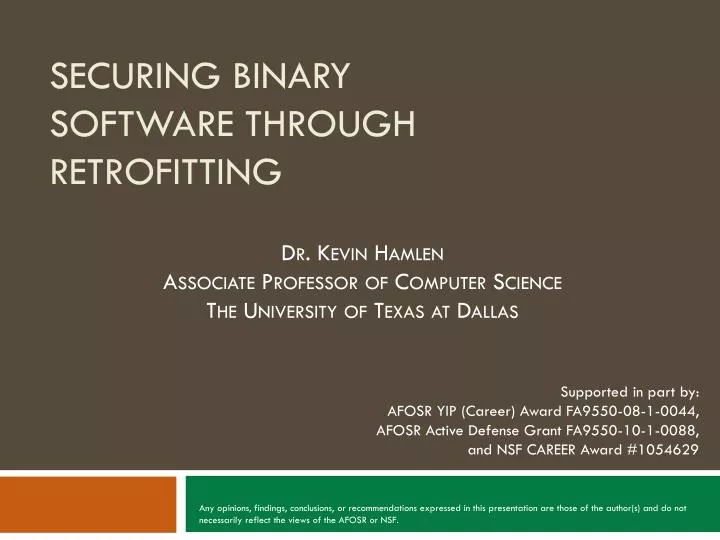 securing binary software through retrofitting