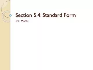 section 5 4 standard form
