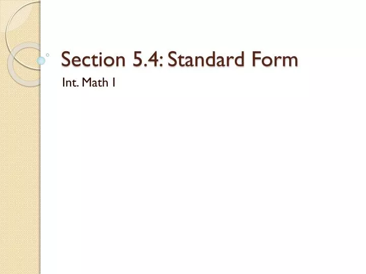 section 5 4 standard form