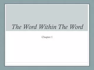 The Word Within The Word