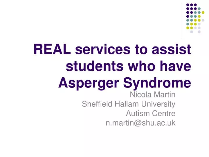 real services to assist students who have asperger syndrome