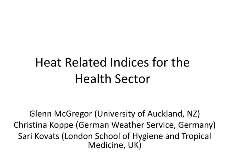 heat related indices for the health sector