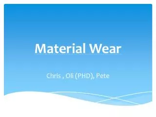 Material Wear
